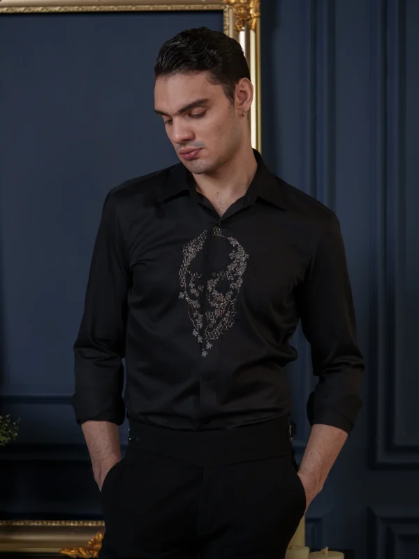 Black Hand Embroidered Shirt