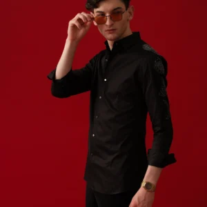 Black Moon Hand Painted Embroirded Shirt