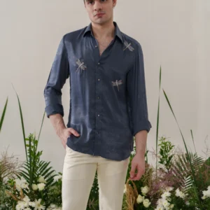 Blue Embroidered Shirt