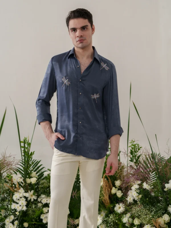 Blue Embroidered Shirt